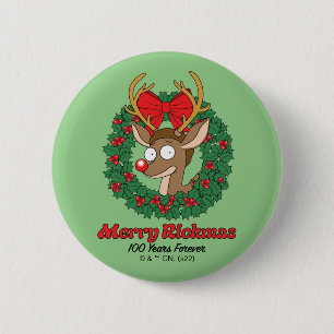 Rick und Morty   Reindeer Morty Merry Rickmas Button