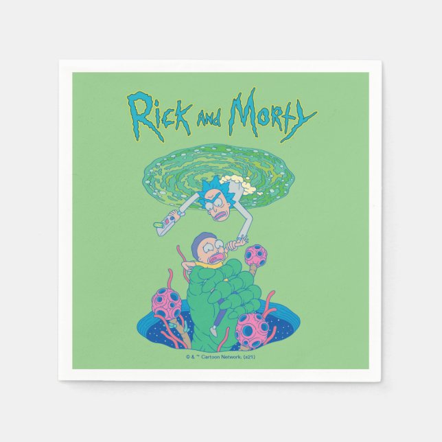 RICK UND MORTY™ | Rettung des Portals Serviette (Vorderseite)