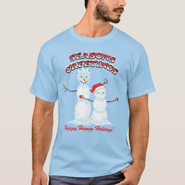 Rick und Morty | Snowmen - Grüße der Saison T-Shirt (Vorderseite)