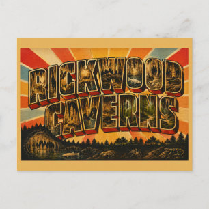 Rickwood Caverns Alabama Höhlenwald Vintage Kunst Postkarte