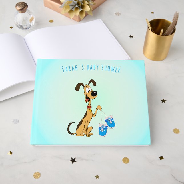 Rico der Hund Baby Boy Shower Gästebuch (Vorderseite Offen)