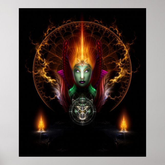 Riddian Queen of Fire Fraktal Art Poster (Vorne)