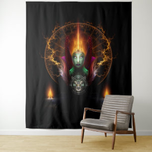 Riddian Queen of Fire Fraktal Art Wandteppich