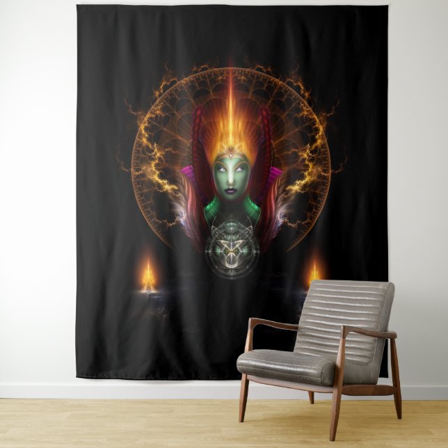 Riddian Queen of Fire Fraktal Art Wandteppich (Beispiel)