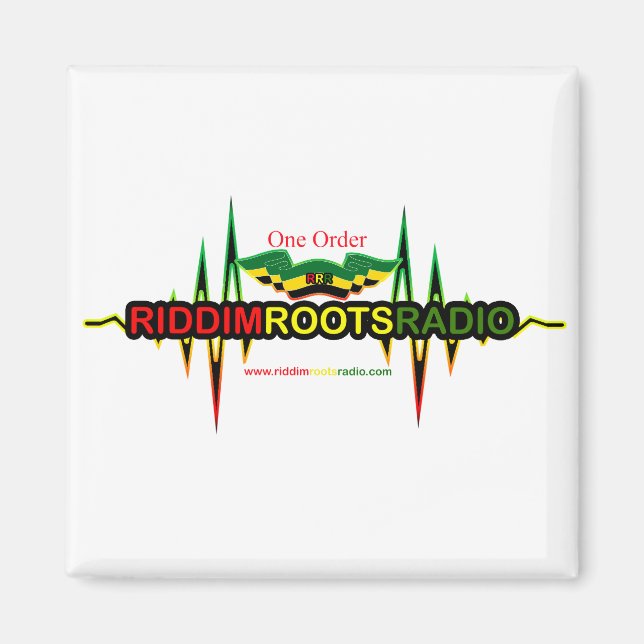Riddim Roots Radio Square Kühlschrankmagnet Magnet (Vorne)