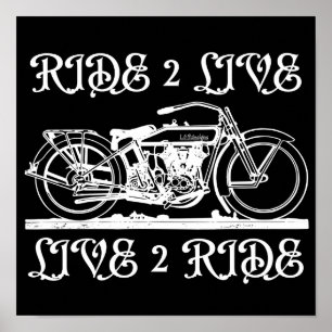 RIDE 2 LIVE LIVE 2 RIDE - inspirierendes Biker-Ges Poster