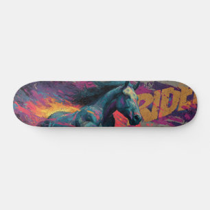 RIDE: Abstrakter Street-Art-Wandgemälde eines dyna Skateboard