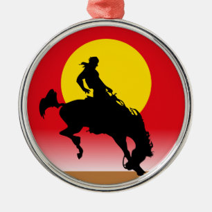 Ride 'em Cowboy Silbernes Ornament