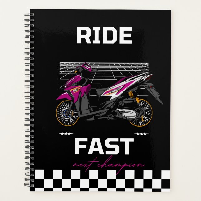 Ride Fast Notizbuch – Renn-Ästhetik Journal Planer (Vorderseite)
