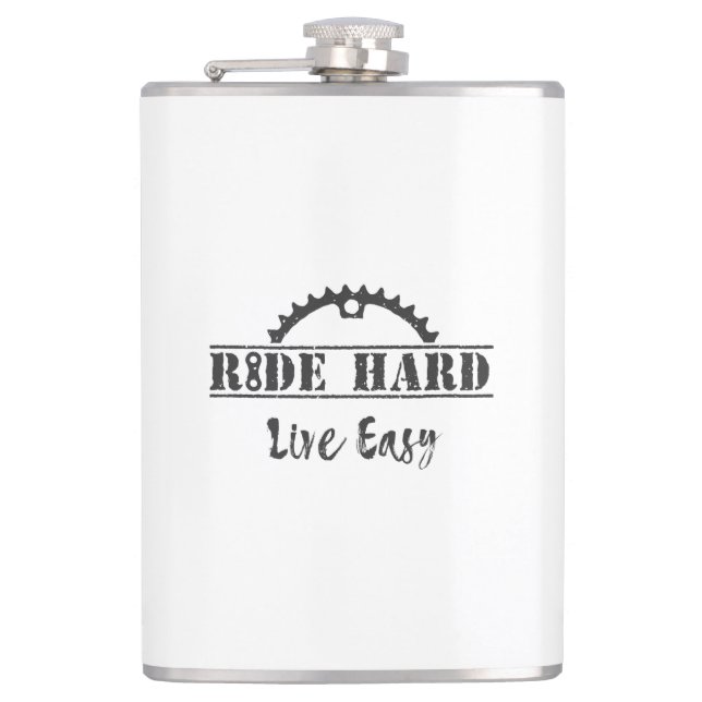 Ride Hard Live Easy Cycling Flachmann (Vorderseite)