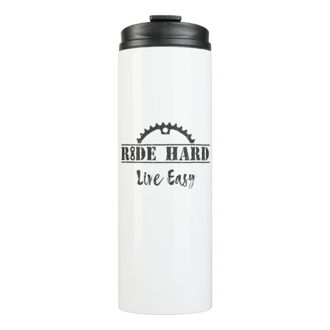Ride Hard Live Easy Cycling Thermosbecher (Vorderseite)