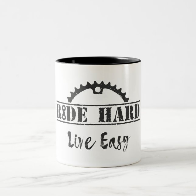 Ride Hard Live Easy Cycling Zweifarbige Tasse (Mittel)
