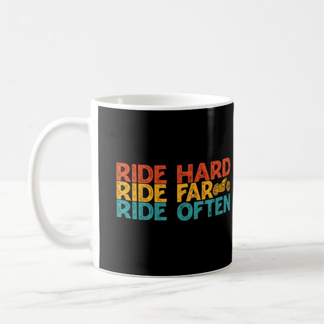 Ride-harte Fahrt Far Ride Oft Motorradfahrer Kaffeetasse (Links)