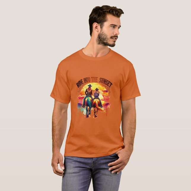 ✨"Ride in the Sunset" Cowboy Ranch Shirt – Perfect (Vorne ganz)