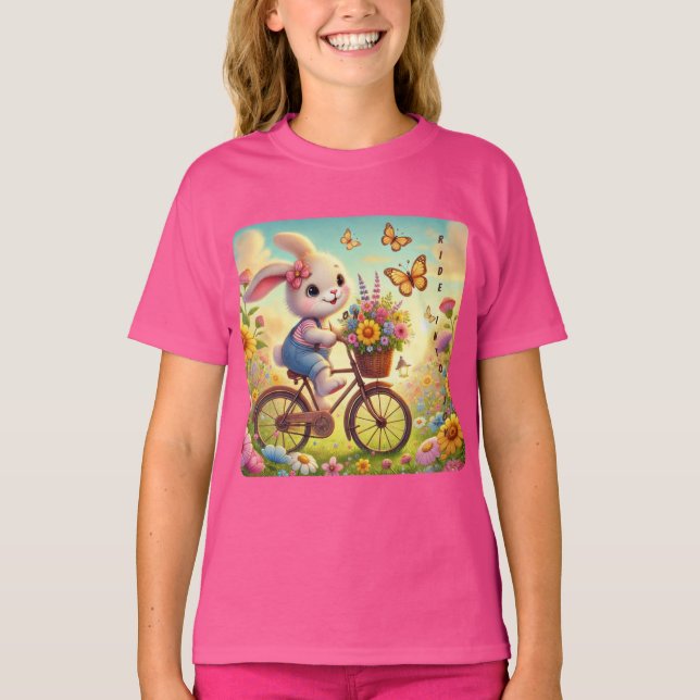 Ride Into Joy - Bunny Bicycle T-Shirt (Vorderseite)