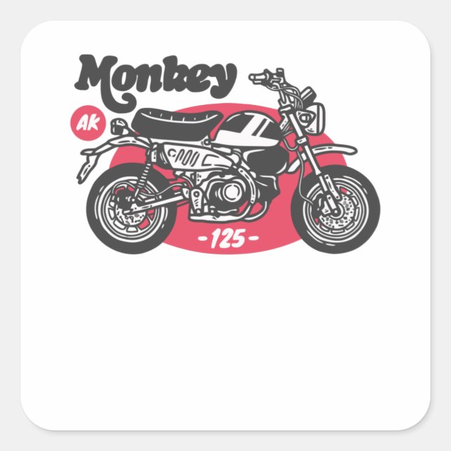 Ride Monkey Quadratischer Aufkleber (Vorderseite)