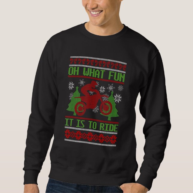 Ride Motocross Ugly Christmas Sweater Mx Dirt Bike Sweatshirt (Vorderseite)