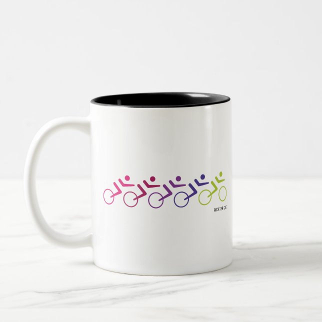 RIDE ODER DIE für Fahrradgruppen Zweifarbige Tasse (Links)