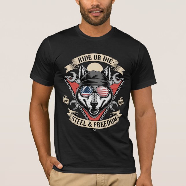 Ride or Die Biker Wolf T-Shirt  (Vorderseite)