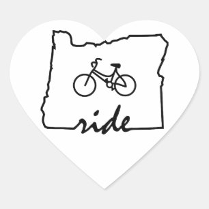 Ride Oregon (Radfahren) Herz-Aufkleber