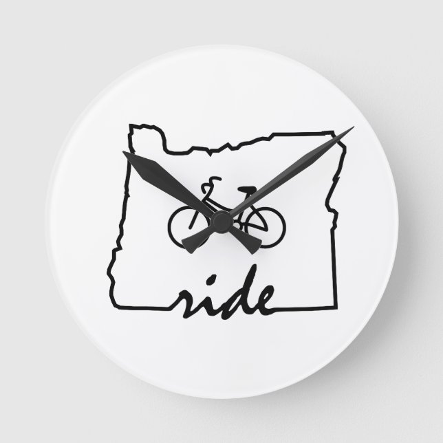 Ride Oregon (Radfahren) Runde Wanduhr (Vorderseite)