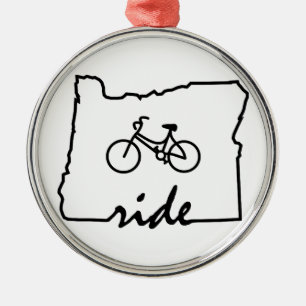 Ride Oregon (Radfahren) Silbernes Ornament