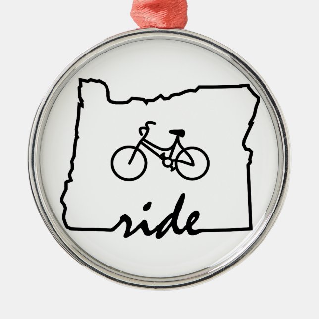 Ride Oregon (Radfahren) Silbernes Ornament (Vorne)