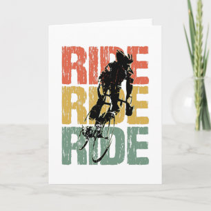 Ride Ride Ride Vintage Bicycle Rider Karte