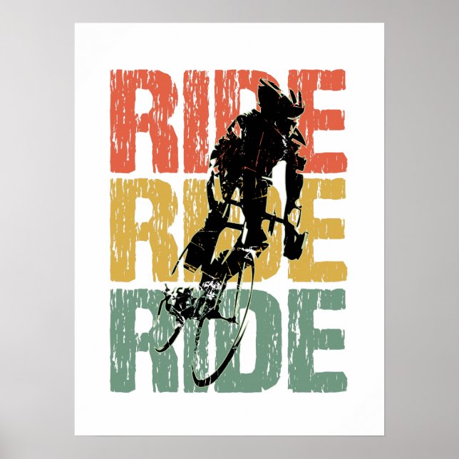 Ride Ride Vintager Radfahrer Poster (Vorne)