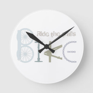 Ride the Trails Bike Graffiti Sport Quote Runde Wanduhr