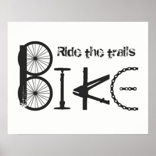 "Ride the Trails" Bike Word von Teilen Poster