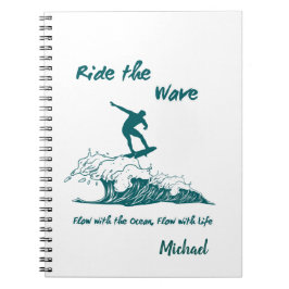 "Ride the Wave" Inspirational Surfing Graphic Notizblock