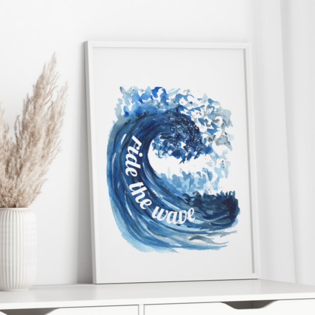 Ride the wave watercolor quote Poster (Von Creator hochgeladen)