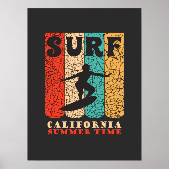 Ride the Waves California Summer Surfstrand Poster (Vorne)