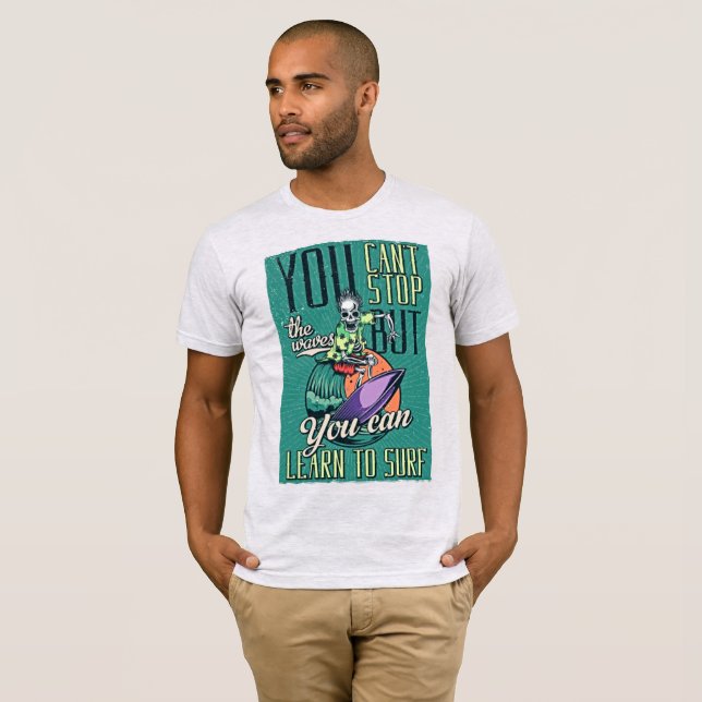 Ride the Waves – Surf Skeleton Retro Tee (Vorne ganz)