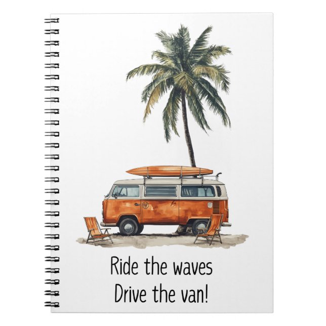 Ride the Waves VW Campervan Notebook Notizblock (Vorderseite)