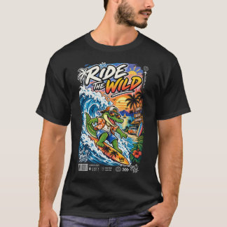 Ride the Wild – Surfen mit Krokodil T-Shirt