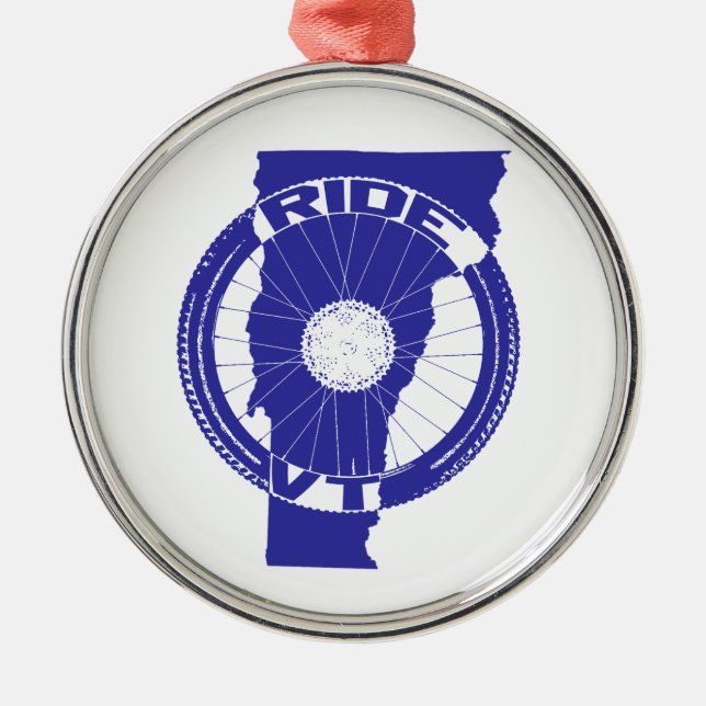 Ride Vermont Silbernes Ornament (Vorne)