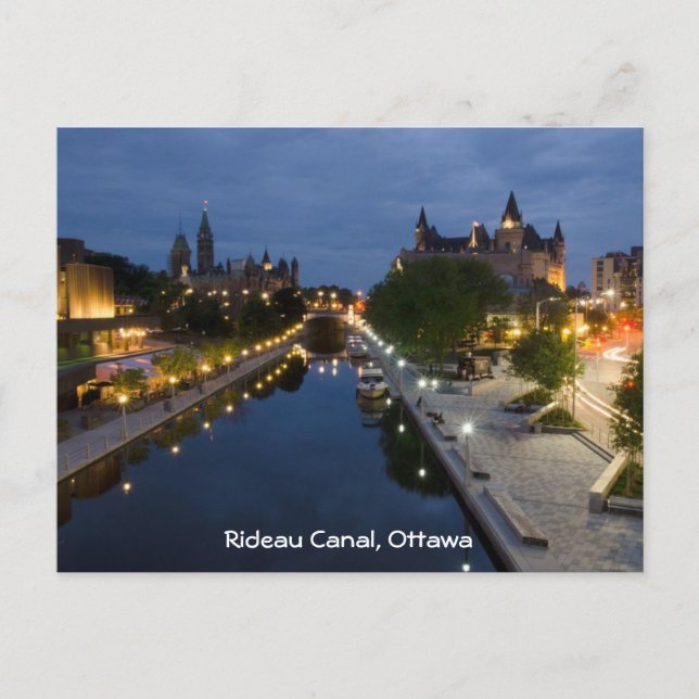 Rideau Canal und Sussex Drive in der Nacht. Postkarte (Vorderseite)