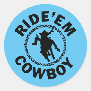 Ride'em Cowboy - Western Rodeo Runder Aufkleber