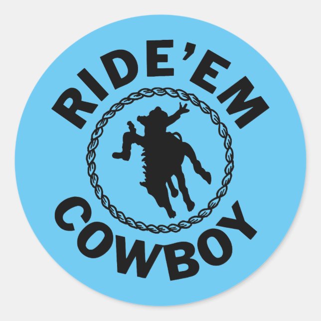 Ride'em Cowboy - Western Rodeo Runder Aufkleber (Vorderseite)