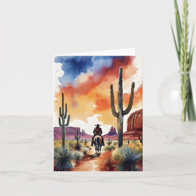 Rider bei Dusk Cowboy Karte (Vorderseite)