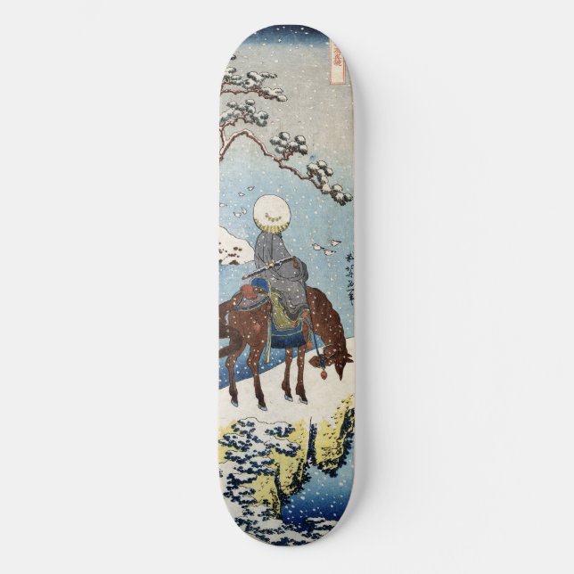 Rider in Snow Hokusai Winter japanisch ukiyo-e Skateboard (Vorderseite)