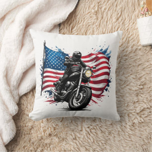 Rider mit lebendiger amerikanischer Flagge Kissen