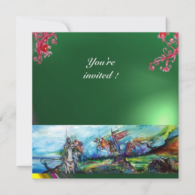 RIDERS IM STORM-Edelstein grün Einladung (Vorderseite)