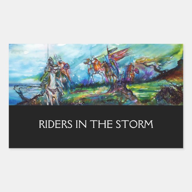 RIDERS IN DER STORM Mittelalterliche Ritter Reitst Rechteckiger Aufkleber (Vorderseite)