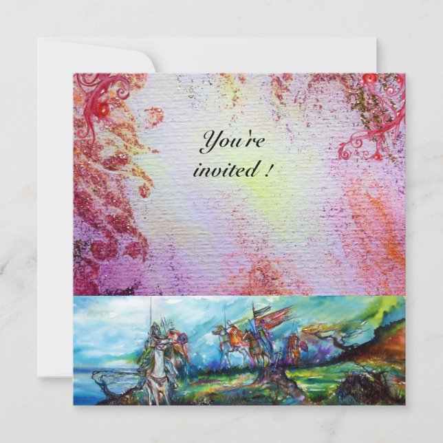 RIDERS IN STORM Mittelalterliche Ritter Reiten Lil Einladung (Vorderseite)
