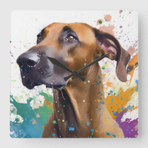 Ridgeback Dog Quadratische Wanduhr