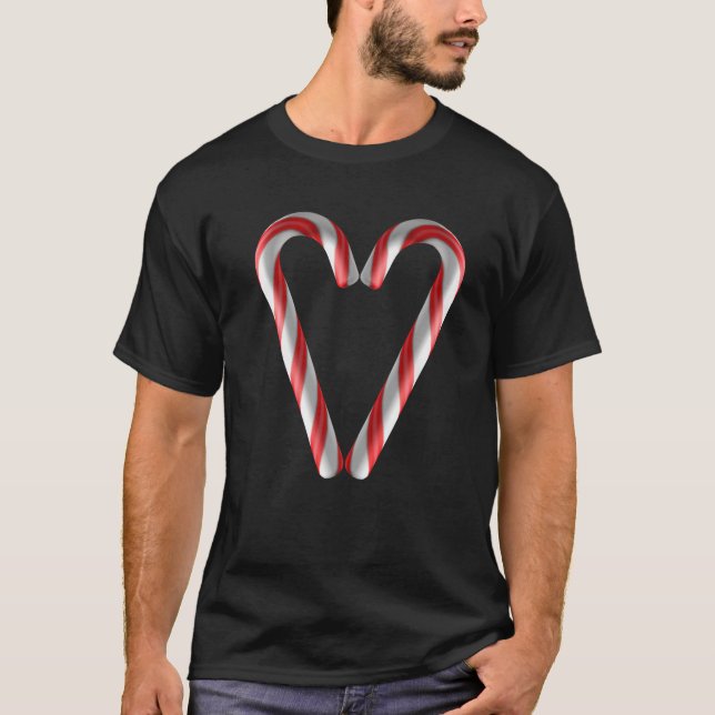 Ridiculous Tacky Christmas Heart Candy Cane Heart  T-Shirt (Vorderseite)