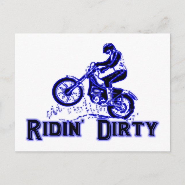 Ridin Dirty Dirt Bike Rider Postkarte (Vorderseite)